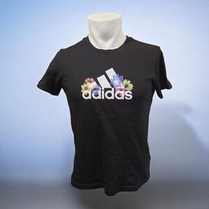 Adidas Men's Black Tee with Colorful Floral Design